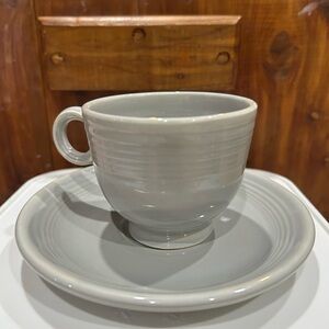 Vintage Homer Laughlin Fiestaware Gray Teacup and Saucer